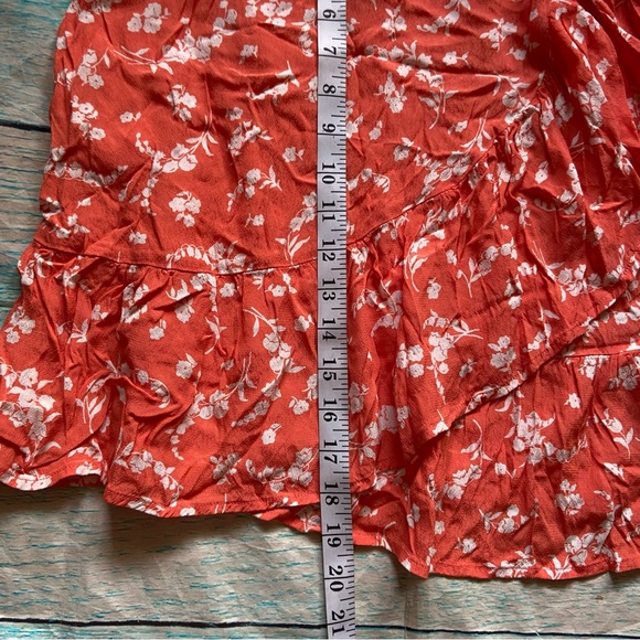 Gap Orange White Floral  Wrap Ruffle Skirt Size 4 - Picture 6 of 8